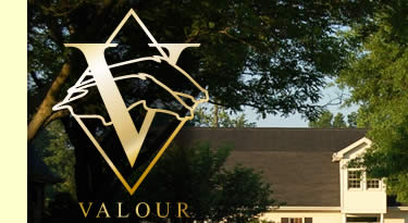Valour Farms logo over main office,top  left.